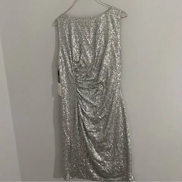 Calvin Klein Silver Sequin Midi Dress - Picture 3 of 5